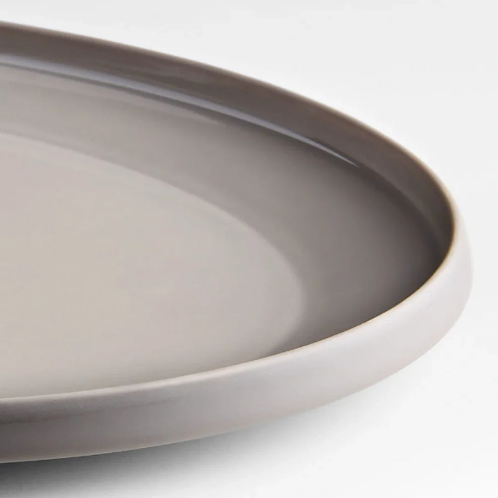 New! Crate&Barrel Large Porcelain Serving Plate in Taupe